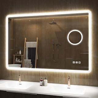 S'bagno 100 x 70 cm Bluetooth-Badezimmerspiegel mit LED-Lichtern, 5-fache