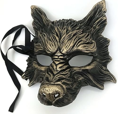 Miniatura 7 de Máscara de lobo negro, máscara de lobo blanco, máscara de lobos para mascarada, disfraz de Halloween, cosplay, fiesta