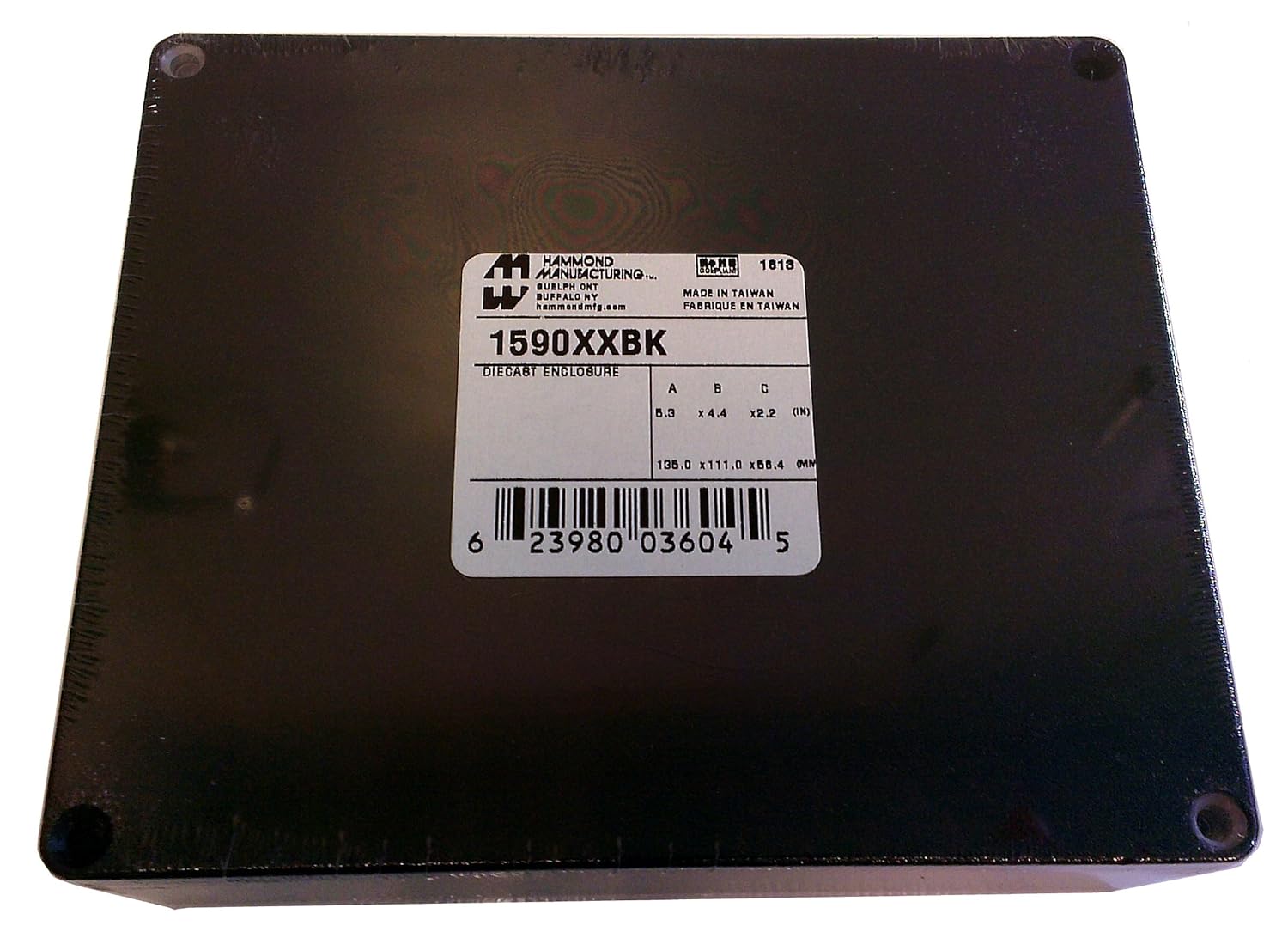 Hammond 1590XXBK Black Diecast Aluminum Enclosure -- Inches (5.72" x 4.77" x 1.39") mm (145mm x 121mm x 35mm)