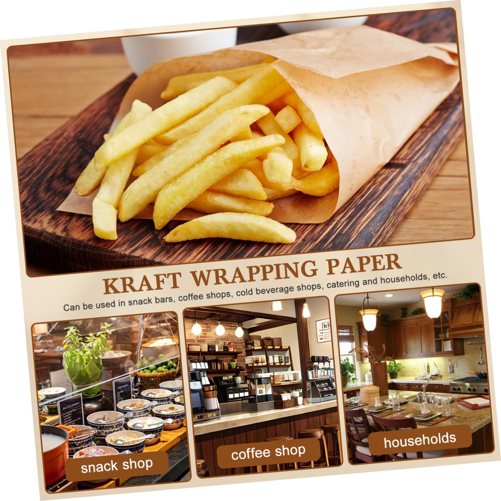 NOLITOY Papier Absorbant Antiadhésif 18x18 Cm en Papier Kraft Naturel Résistant à L'huile la Chaleur pour Friture et Pâtisserie, Usage Alimentaire, Lot de 500 Feuilles Cuisine