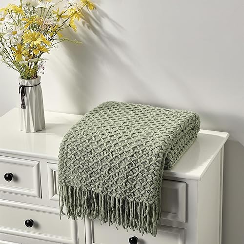 Miniatura 9 de CREVENT Manta Decorativa de Punto para Sofá, Sillón, Silla, Cama, Suave, Cálida, Acogedora, Ligera para Primavera y Verano