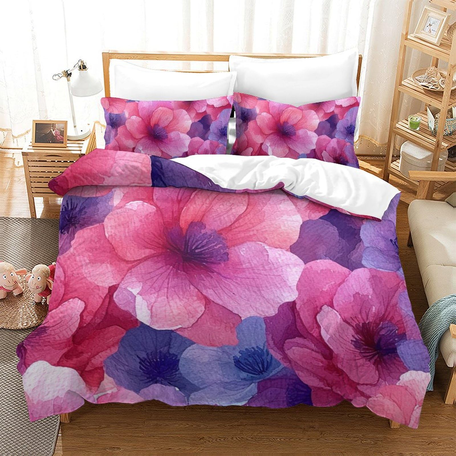 Housse de couette 220x240 respirante fleurs 3D finie la literie rêche et étouffante