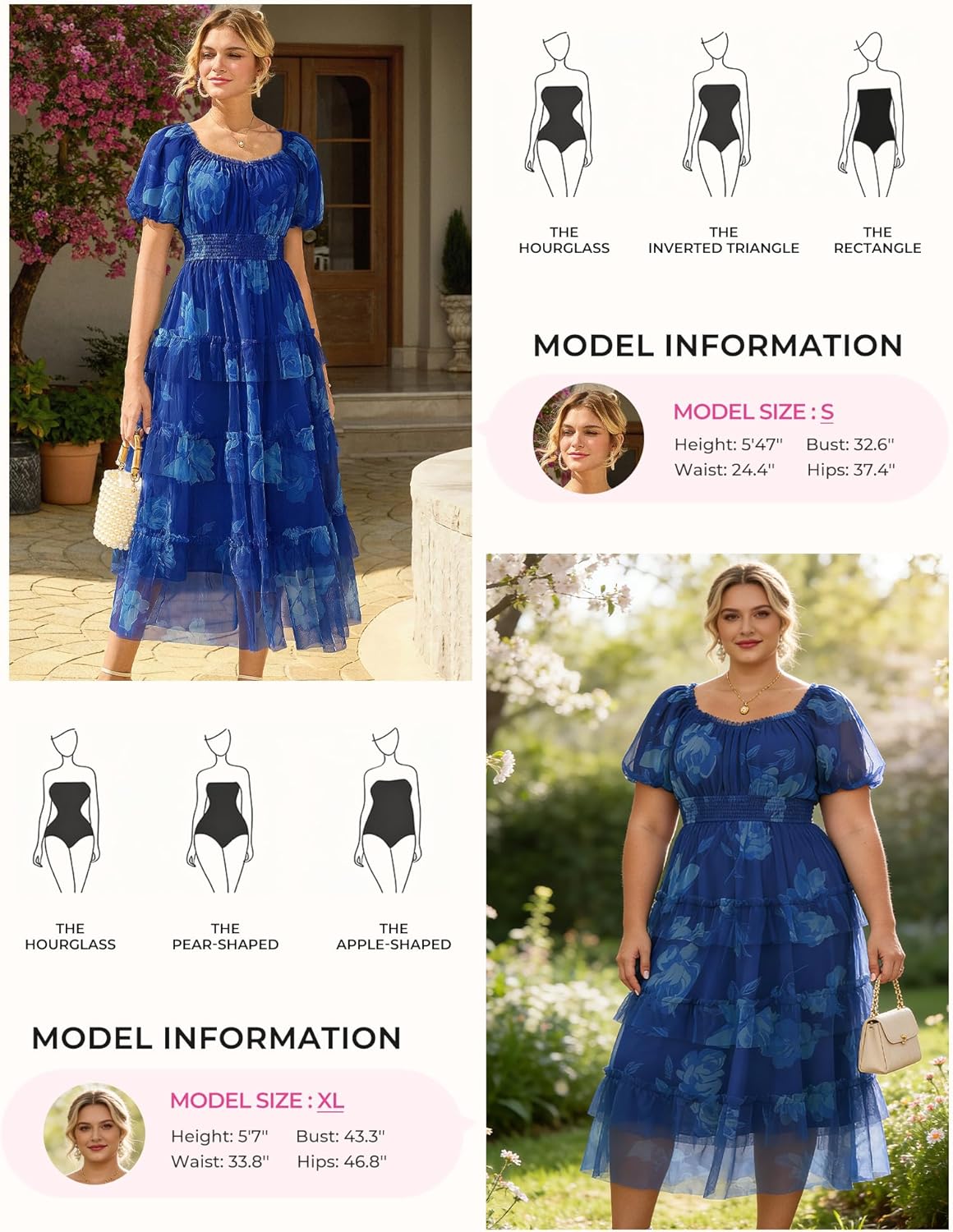 GRACE KARIN Women's 2026 Summer Midi Tulle Dress,Square Neck Puff Sleeve Smocked Mesh Dresses,Wedding Guest Party Dresses - Image 4