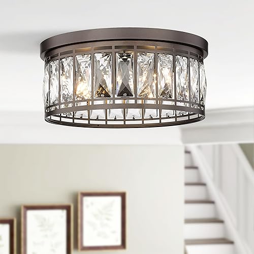 Miniatura 3 de Odeums Lámpara de techo empotrada de cristal, lámpara de techo contemporánea, iluminación industrial cerca del techo para dormitorio, sala de estar,