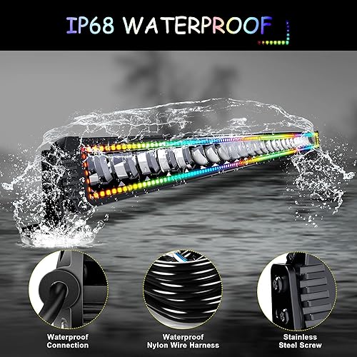 Miniatura 5 de Barra de luz LED RGB de 52 pulgadas, 2 cápsulas LED de 4 pulgadas con halo RGB de persecución multicolor, 16 colores sólidos con más de 92 modos