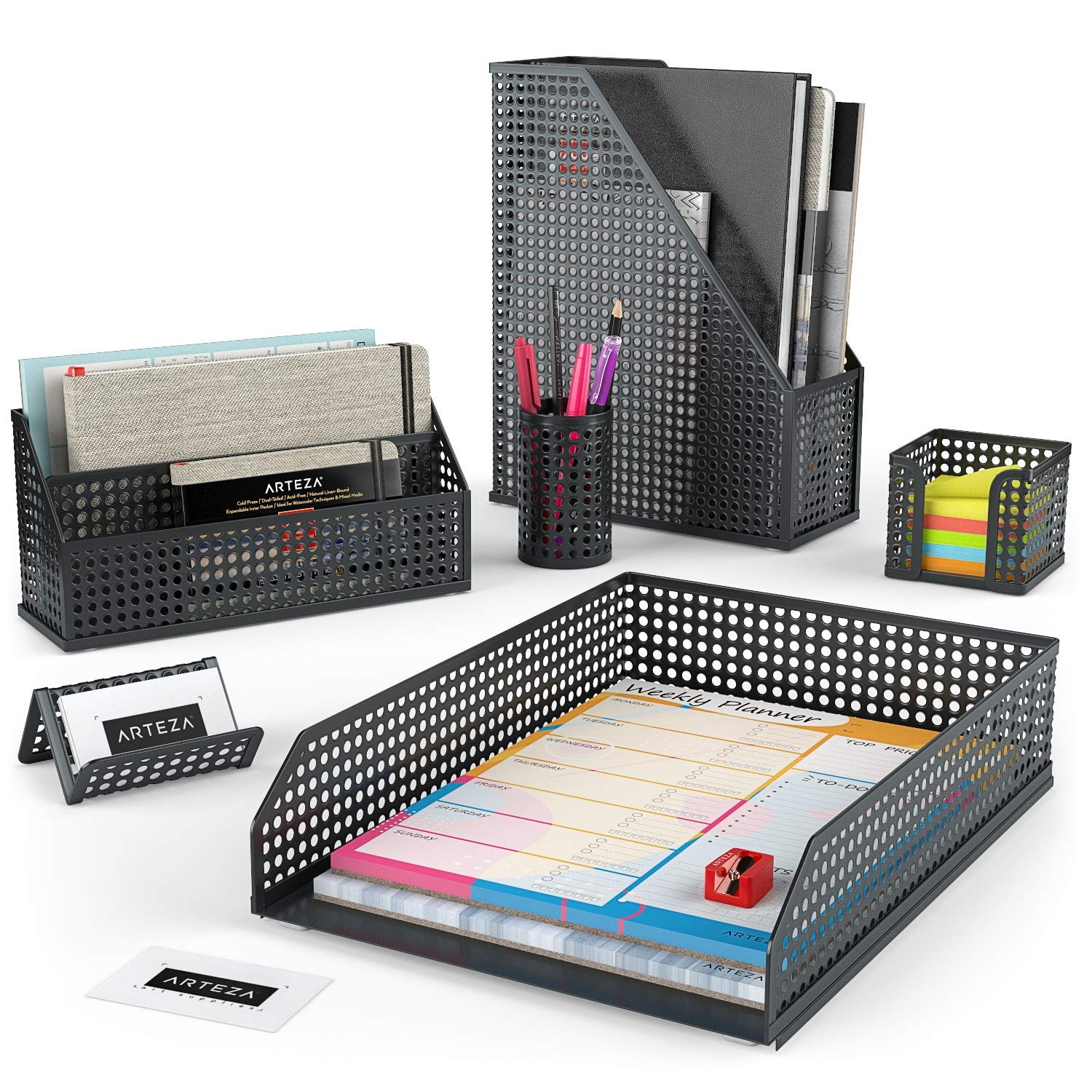 Buy Arteza Desk Organizer Accessories Set in Black, 6Piece Includes