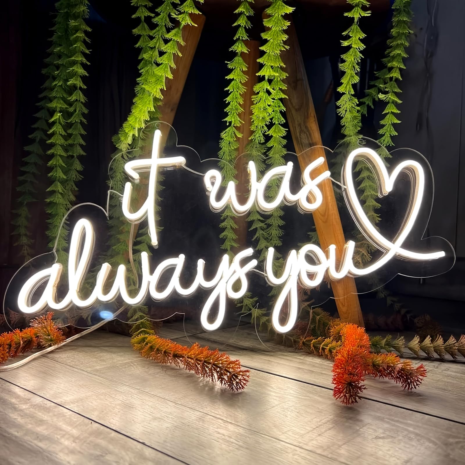 It Was Always You Neon Sign – Romantic LED Wall Light for Bedroom, Wedding, Proposal, Birthday Party, Anniversary or Bar Decor, 17″ × 9.2″ USB Powered Neon Light — image 1