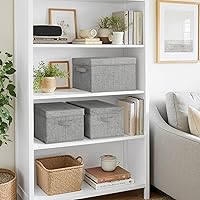Vista 2 de GRANNY SAYS Storage Bins with Lids, Keepsake Memory Box, Storage Basket with Lid, Closet Storage Organizer Bins, Decorative Storage Boxes, Gray