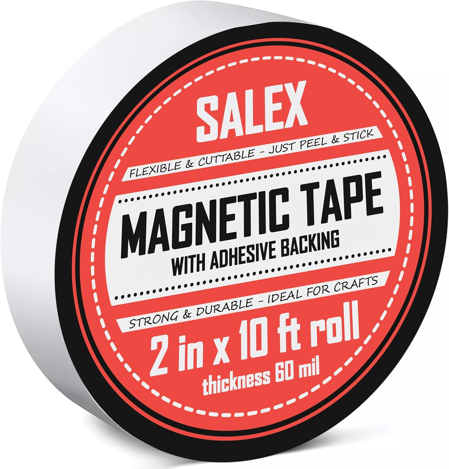 magnetic tape with adhesive backing 2 inch wide - thick 60 mil magnet tape roll to make sticky magnet strips, strong squares, dots, flexible sheets, cutting own fridge magnets, crafts 2 in x 10 ft