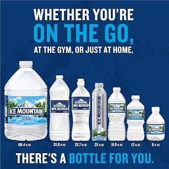 Ice Mountain Spring Water Bottles, 15 Pack Refreshing Crisp Water 33.8 Fl Oz