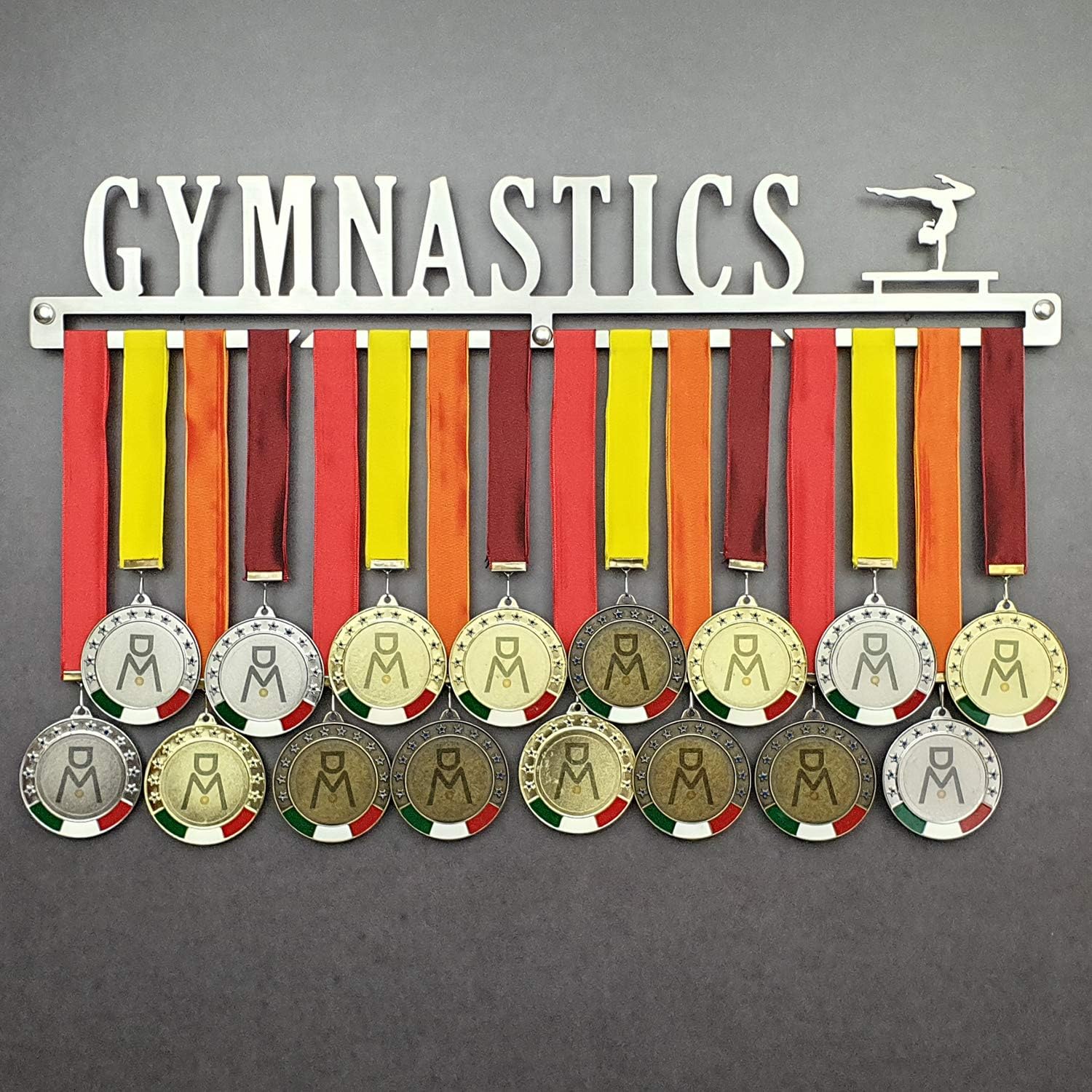 GYMNASTICS - Medal Hangers for Gymnast Artistic, Sport Medals - Medal Show Wall Mounted - Medal Display Rack - Trophy Holder - Stainless Steel - 100% Made in Italy