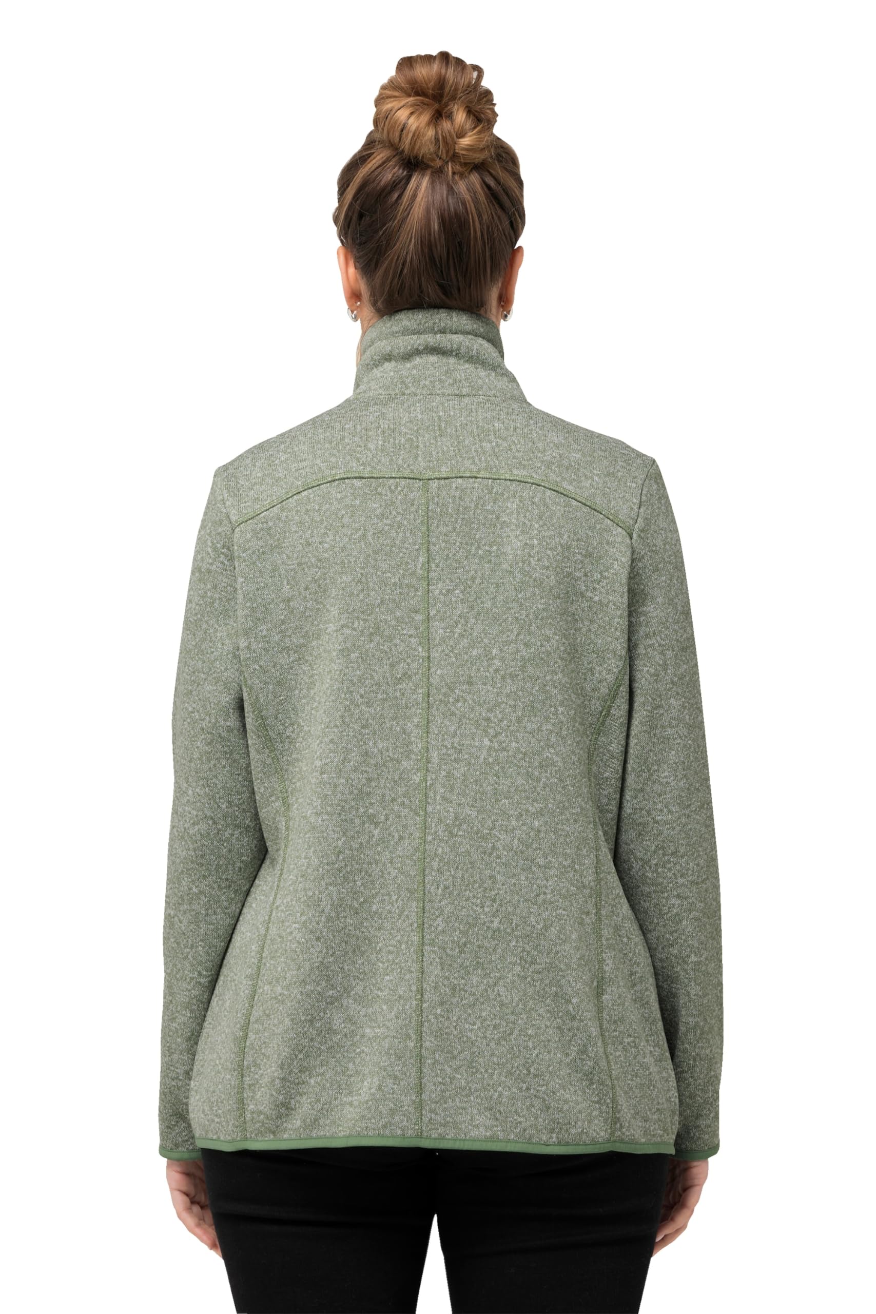Ulla Popken Femme Grandes Tailles Veste en Maille Polaire, Motif chiné, col Montant et Poches zippées 832210