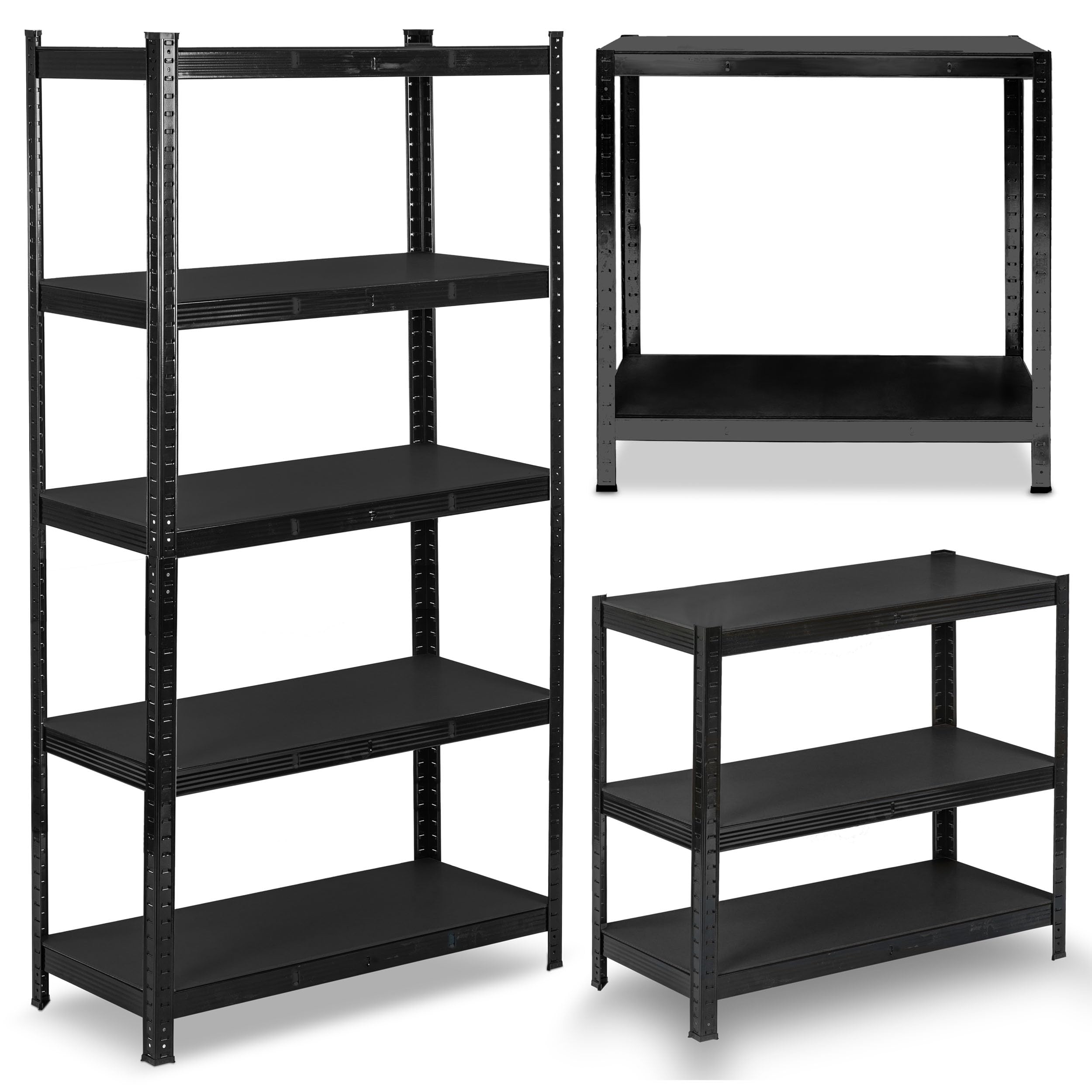 Humberg Regal Kellerregal Lagerregal Metallregal Schwerlastregal Belastbar Bis 875 kg 5 Ablagen Abgerundete Ecken 180 x 90 x 40 cm Schwarz