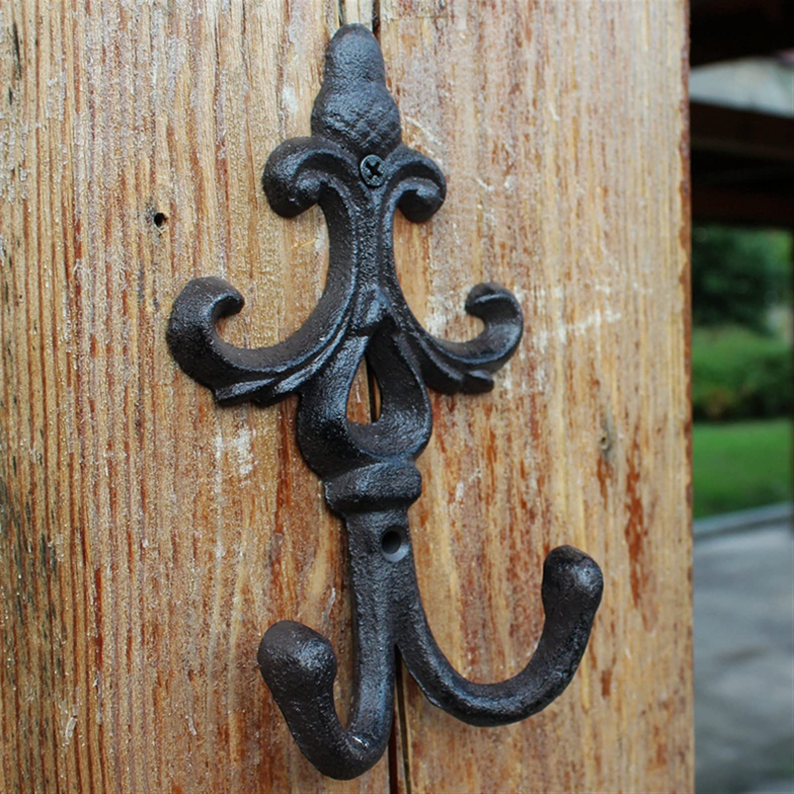 Hak ścienny z żeliwa z 2 wieszakami Styl vintage Dom Ogród Dekoracje ścienne Ręcznie robione rustykalne Ciężkie metalowe dekoracje ścienne Stojak na klucze Kapelusze Ubrania /392