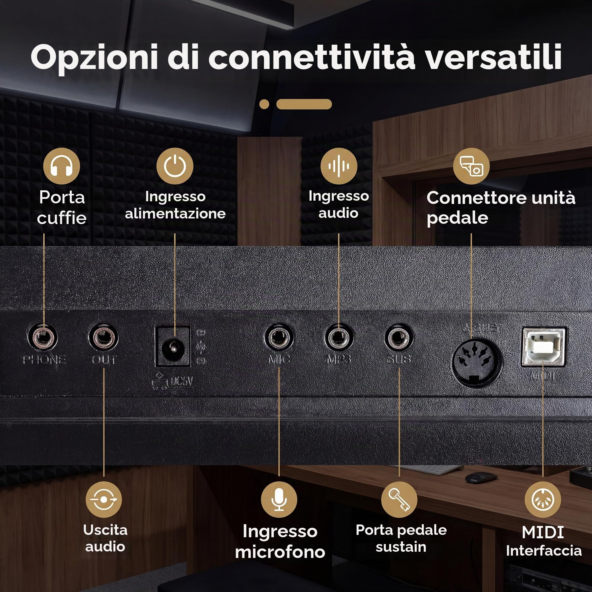 KOMFOTTEU Tastiera per pianoforte a 88 tasti, pianoforte digitale con sgabello, supporto regolabile, auricolari, tastiera elettronica con tasti illuminati, borsa per principianti, adulti (nero)