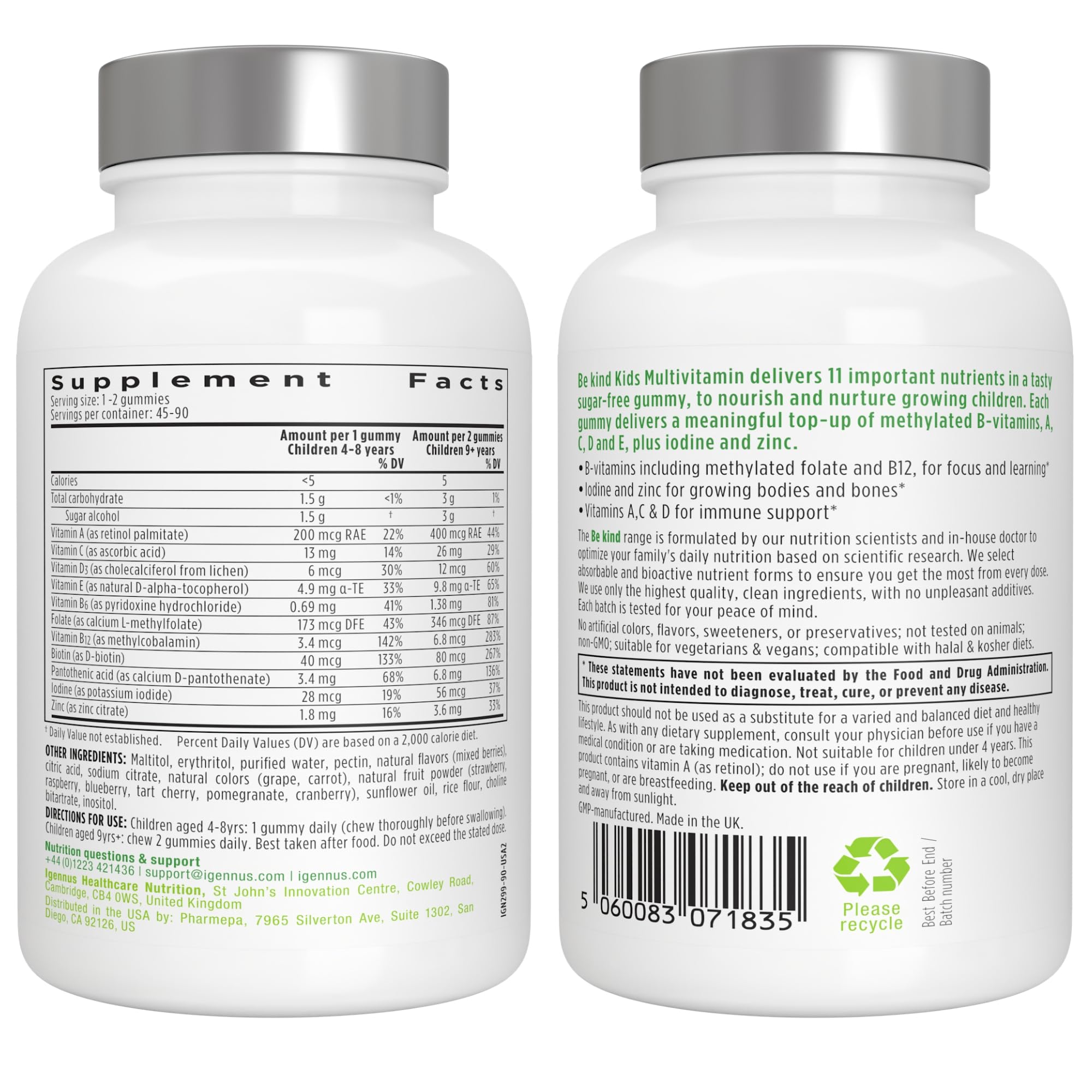Igennus Methylated Kids Multivitamin Gummies, Age 4+, 90 Gummies — Amazon image 9