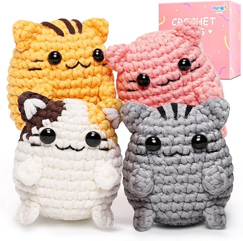 Miniatura 9 de Mewaii Kit completo de ganchillo para principiantes, kit completo de ganchillo de animales con más de 40% de hilo de cinta preiniciada, tutoriales