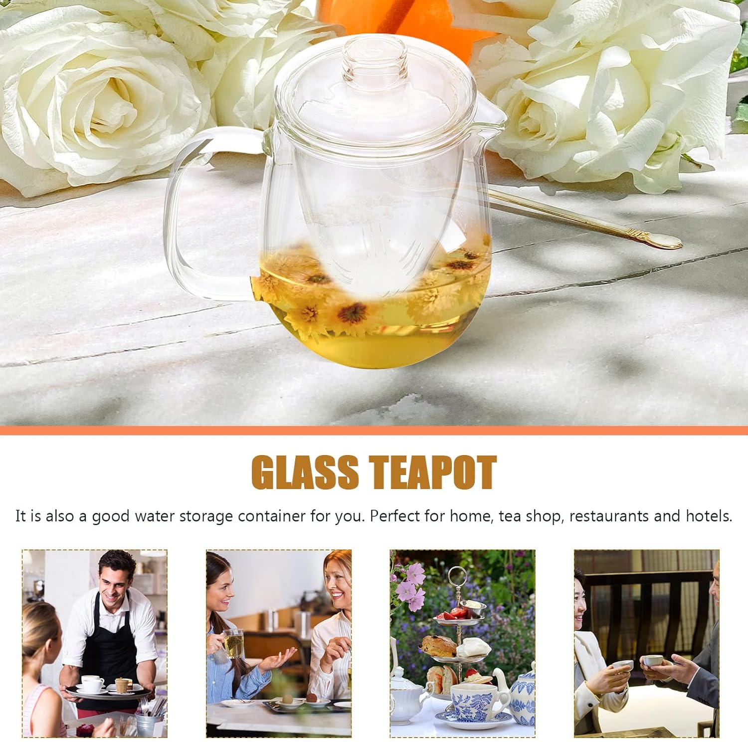 Heat-resistant Glass Teapot for Loose Leaf Tea Transparent Scented Tea Maker for Adults for Green Herbal
