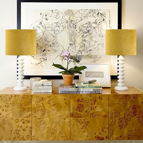 Miniatura 25 de GO&SO Juego de 2 pantallas de lámpara de terciopelo azul oscuro, tamaño mediano de 13 pulgadas superior x 13 pulgadas inferior x 10 pulgadas de alto