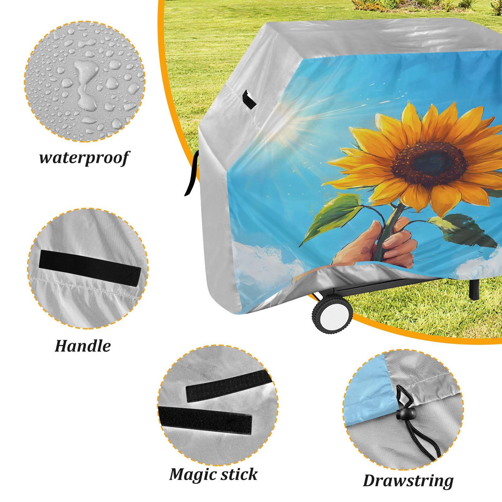 Copertura per barbecue di alta qualità, impermeabile, resistente allo sbiadimento, resistente, adatta per griglie fino a 25 in Sunfluwer Sky