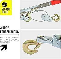 Vista 6 de Segomo Tools - Polipasto de tracción resistente de 4 toneladas con 3 ganchos, cable de acero, doble engranaje, carraca de potencia, cabrestante