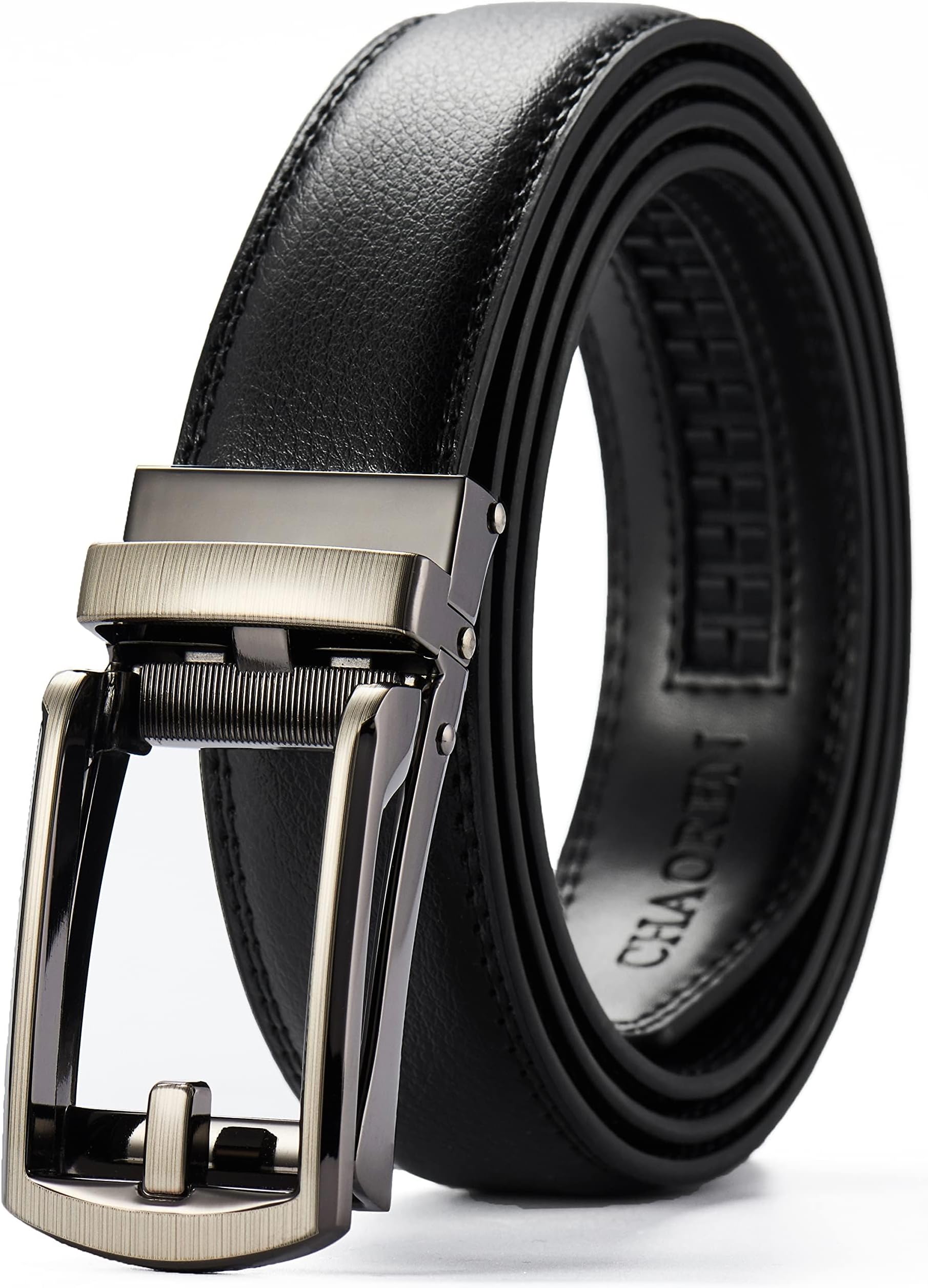 CHAOREN Ratchet Belts for Men - Belt Men Leather 1 1/4" for Mens Dress - Micro Adjustable Ratchet Belt Fit Everywhere