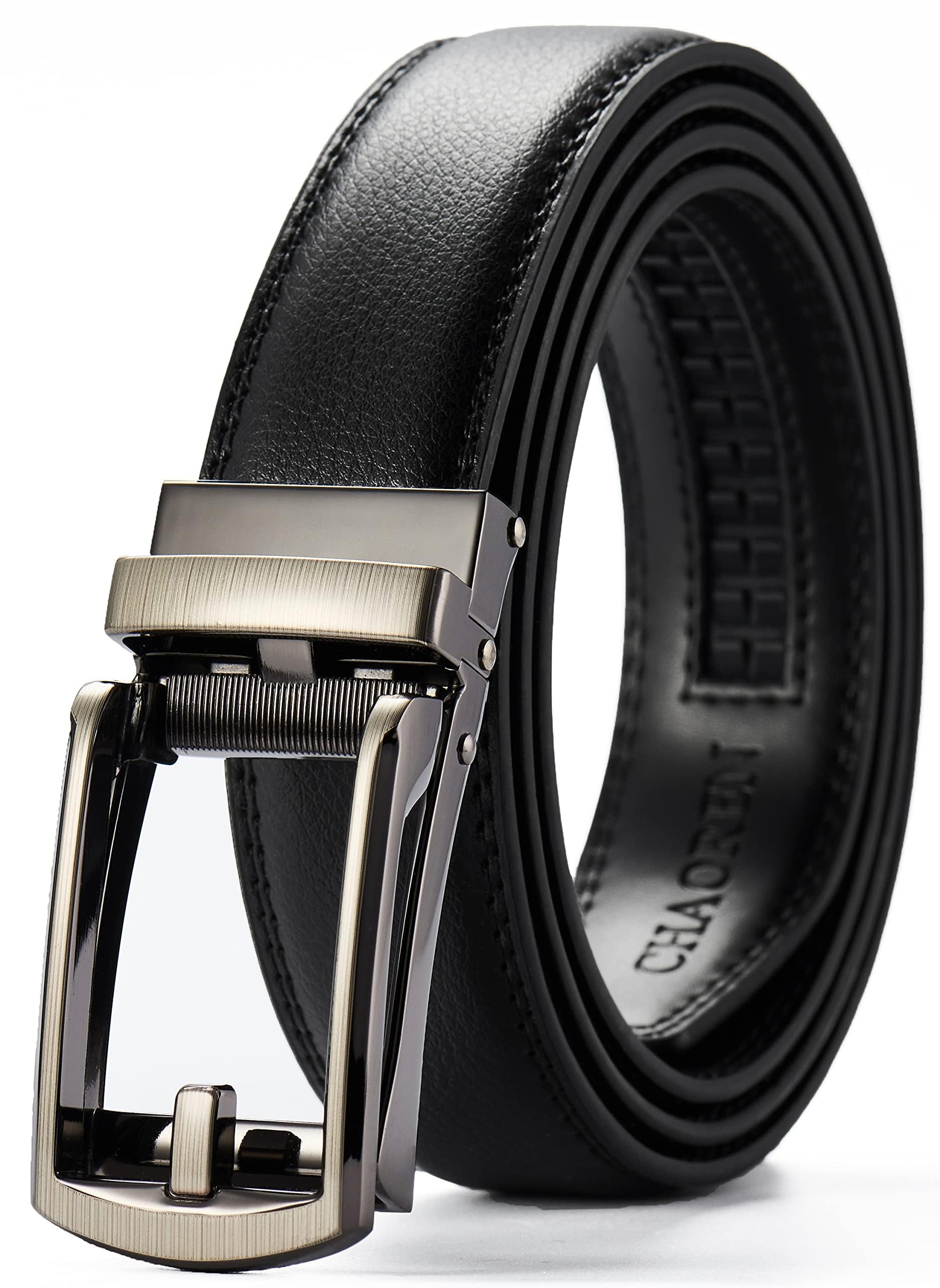 CHAOREN Ratchet Belts for Men - Belt Men Leather 1 1/4" for Mens Dress - Micro Adjustable Ratchet Belt Fit Everywhere