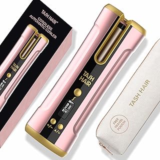 Tash Hair Twirl Cordless Automatic Hair Curler Machine- 6 Heat Settings (150-200°C) for Damage Free Styling & 6 Timer Settings (8-18 Secs) for All Curl Types, Universal Type-C Charging- 1 Yr Warranty