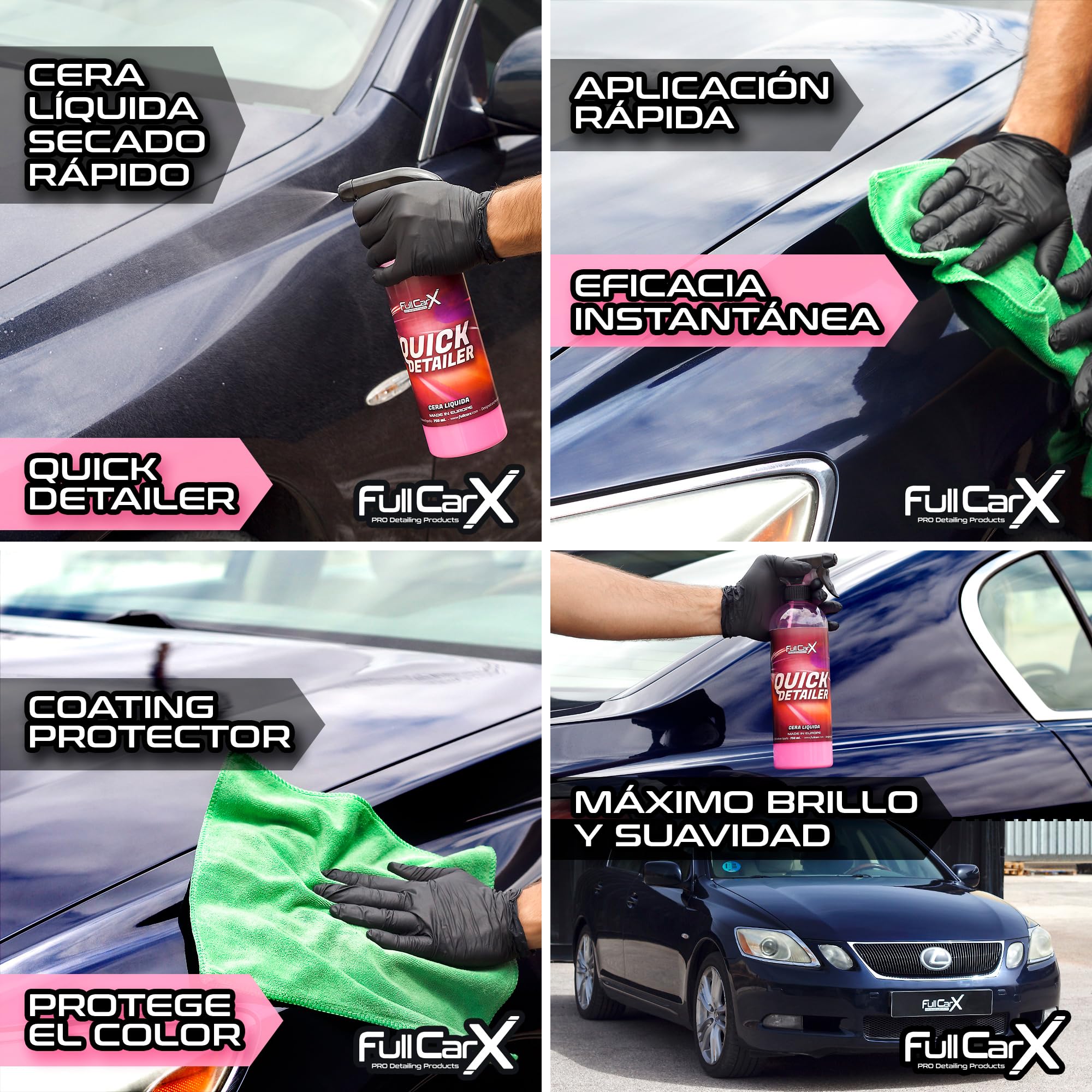 FULLCARX Podstawowy zestaw do czyszczenia samochodu z akcesoriami, środek do czyszczenia felg żelaznych odkażający szampon śnieżny pH neutralny wosk szybki, środek czyszczący, mycie detali