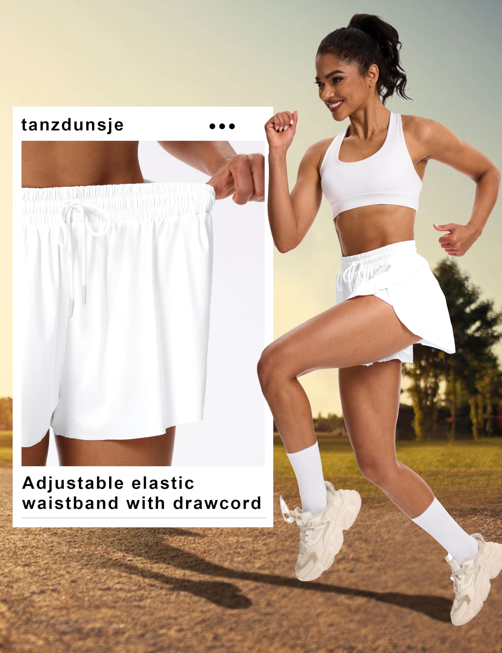 Pantalones Cortos Deportivos para Mujer, 2 en 1, para Tenis, Gimnasio, Fitness, Correr, con 2 Bolsillos, Negros, para Entrenamiento, con Cintura elástica y Forro Interior