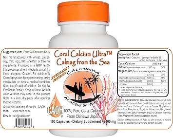 Coral Calcium Capules from CAOH 1 Bottle 2100 mg per Serving - 100 Capsules