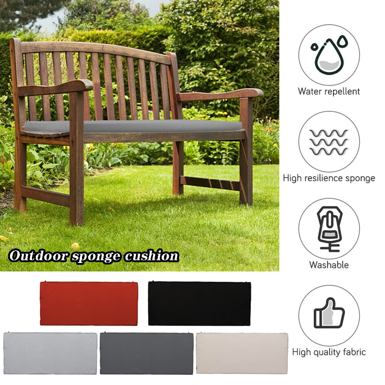 ZKHD Cuscino Per Panca Da Giardino 2/3 Posti, Impermeabile 150x40x5cm Marrone, Morbido E Con Cinghie Fissaggio