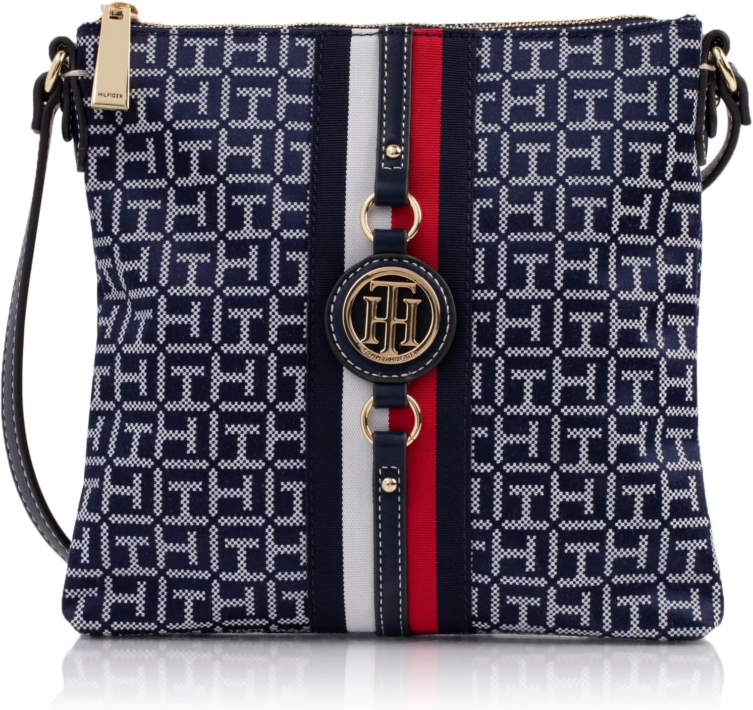 Tommy Hilfiger Women's Jaden Plus Crossbody, Gold, Jaden Plus Crossbody, Navy/White, One Size