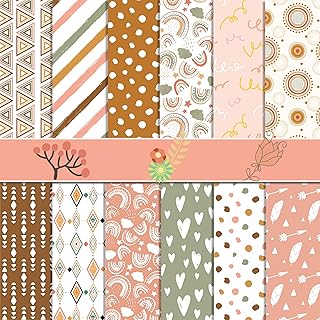 VIVIQUEN 24 Pack Boho Pattern Double-Sided Paper, 12-inches Bohemia Beige Scrapbook Specialty Craft Paper Folded Flat for DIY Background Card Art Craft Making Scrapbook Photo Album Decor - Buy now