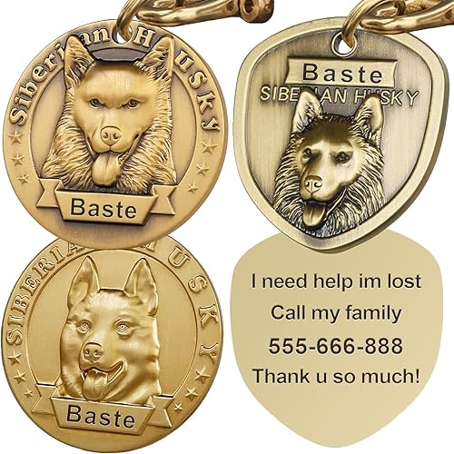 Miniatura 8 de Etiquetas para Perros Golden Retriever Personalizadas para Mascotas Etiqueta de Identificación de Nombre de Perro Grabada Personalizada de Cobre