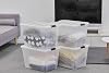 Iris Ohyama, Storage boxes, storage box, multifunctional, set of 4 plastic boxes, 60 l, lid, ergonomic handle, office, home – DDNTB-60 - transparent