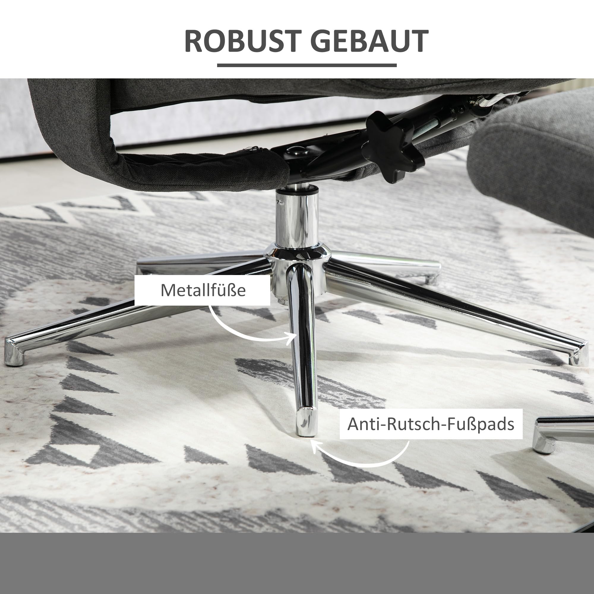 HOMCOM Relaxsessel mit Hocker Fernsehsessel mit Liegefunktion Dunkelgrau