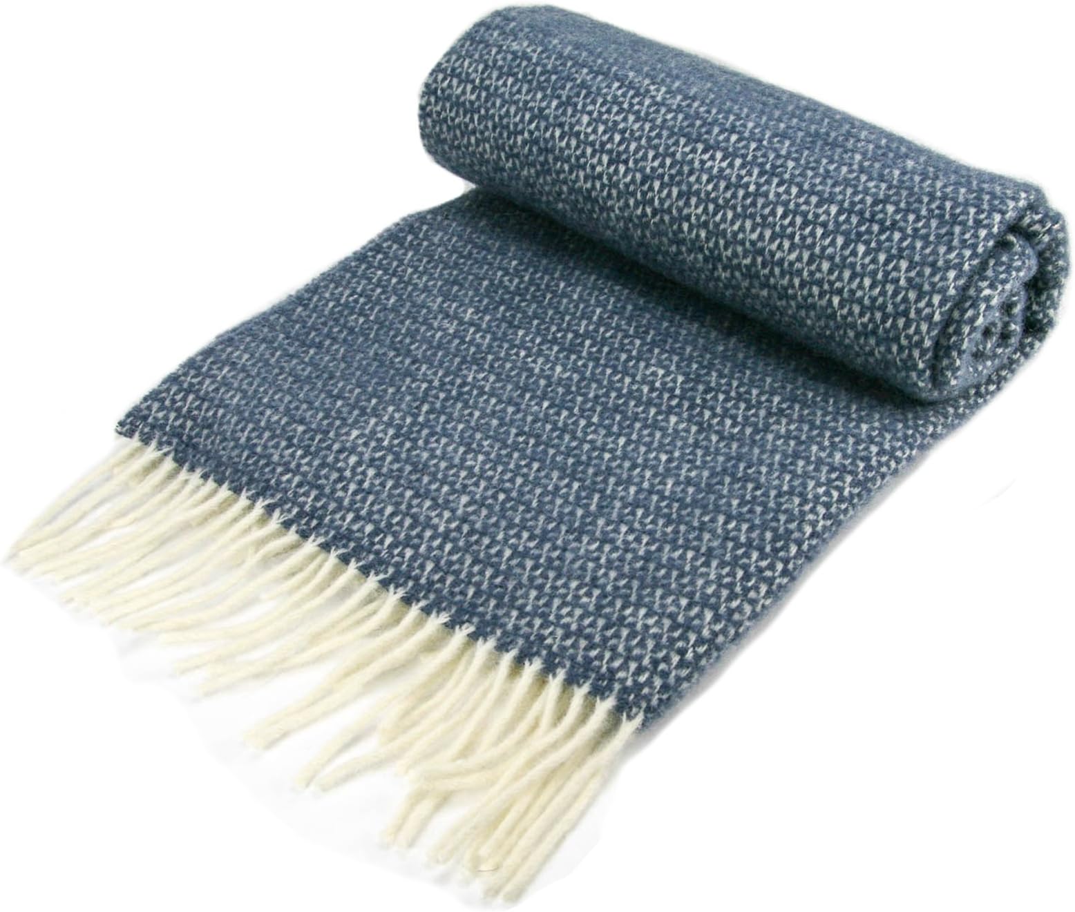Tweedmill TextilesIllusion Pure New Wool Knee Rug Throw Small Blanket - Blue Slate British Made