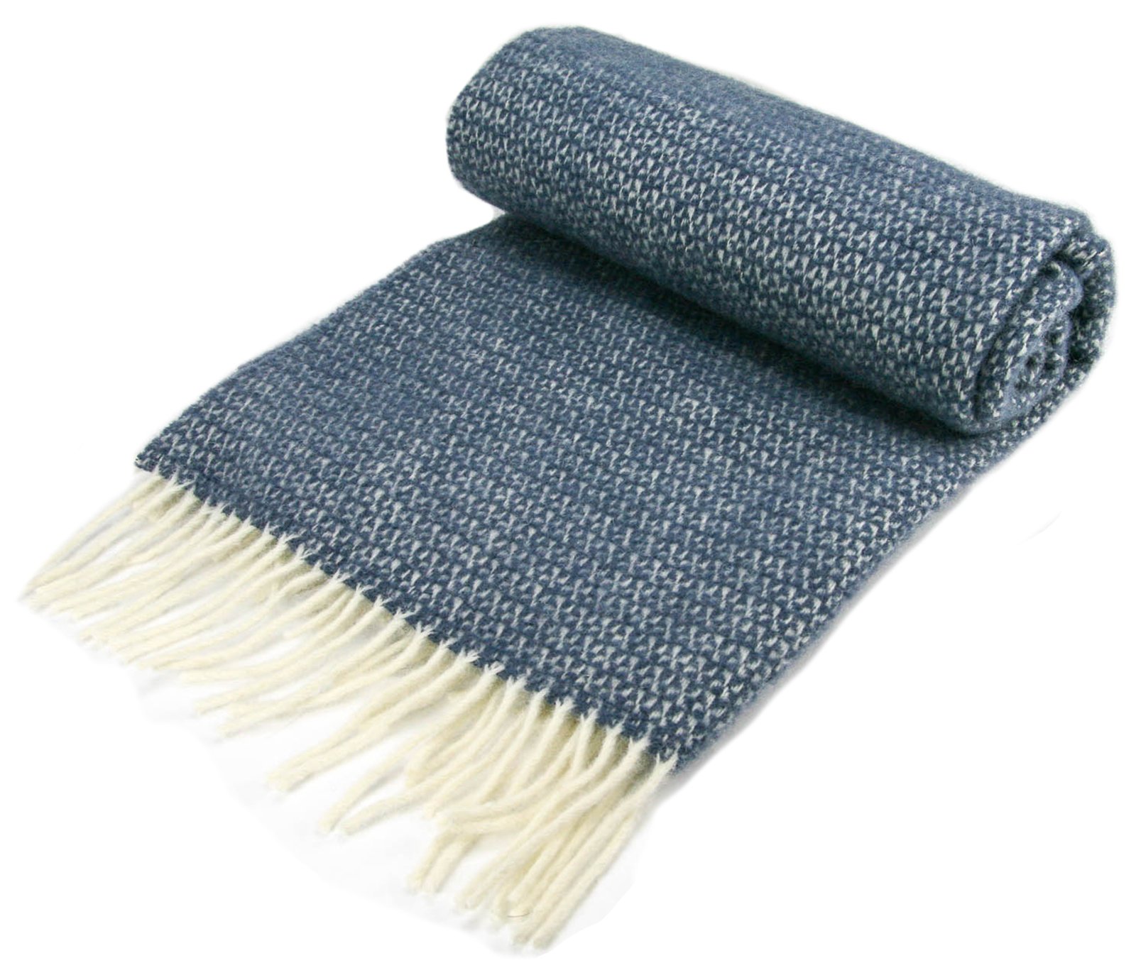 Tweedmill TextilesIllusion Pure New Wool Knee Rug Throw Small Blanket - Blue Slate British Made