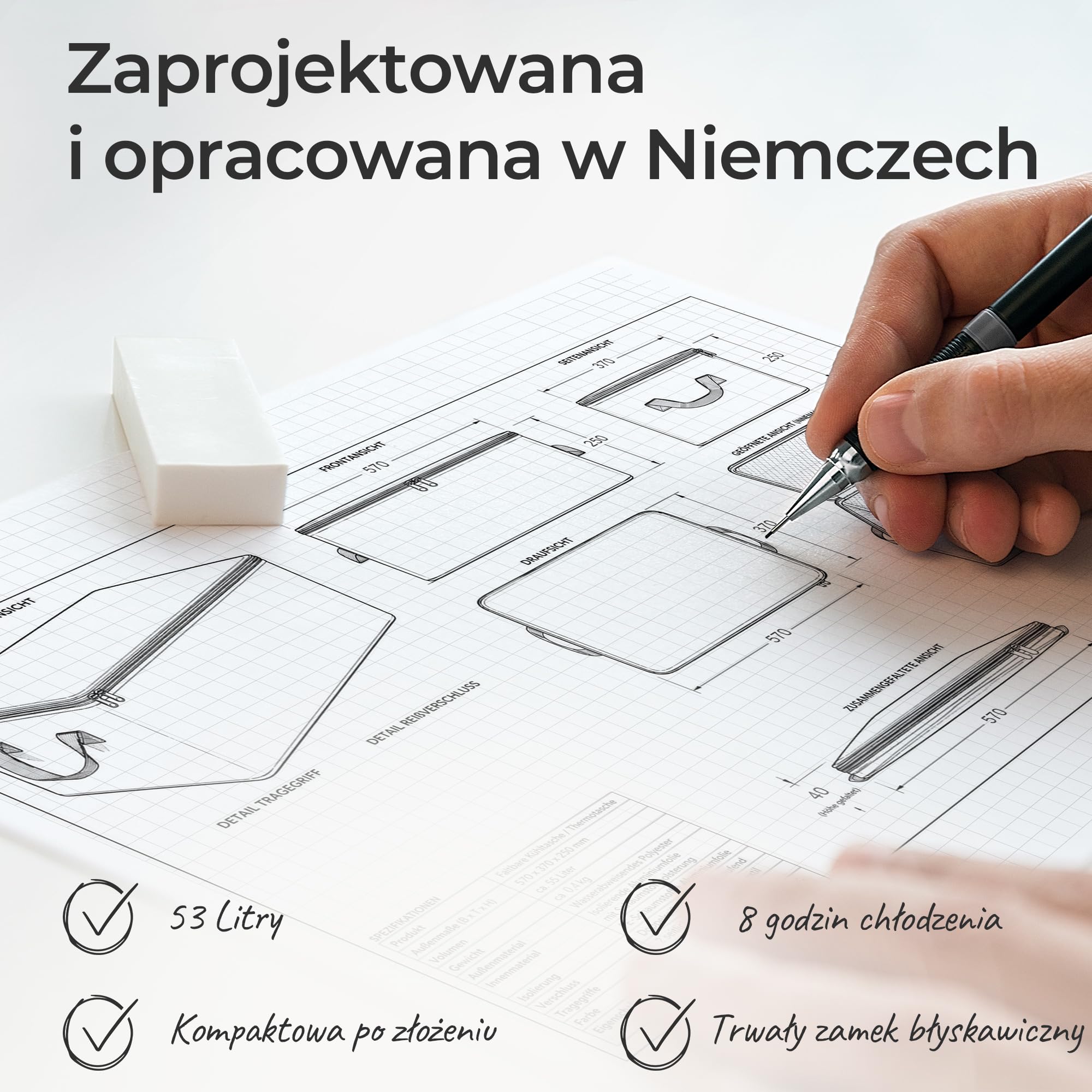 achilles Torba izolowana, torba termiczna, składana chłodnica, torba dostawcza do utrzymywania ciepła żywności z funkcją chłodzenia, czarna 57 cm x 37 cm x 25 cm, czarna, 57 cm x 37 cm x 25 cm,