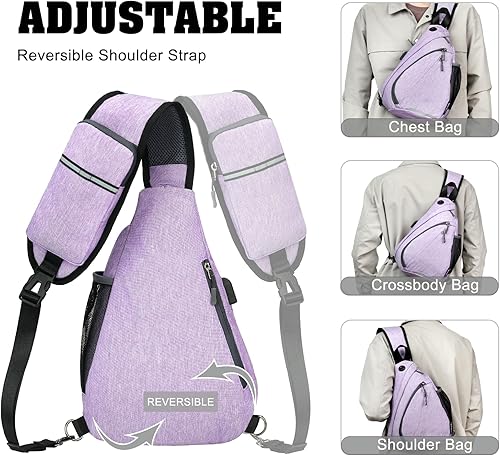 Miniatura 4 de WEREWOLVES Sling Bag Crossbody Backpack with USB Charging Port, Water Resistant Hiking Shoulder Bag Unisex Casual Daypack