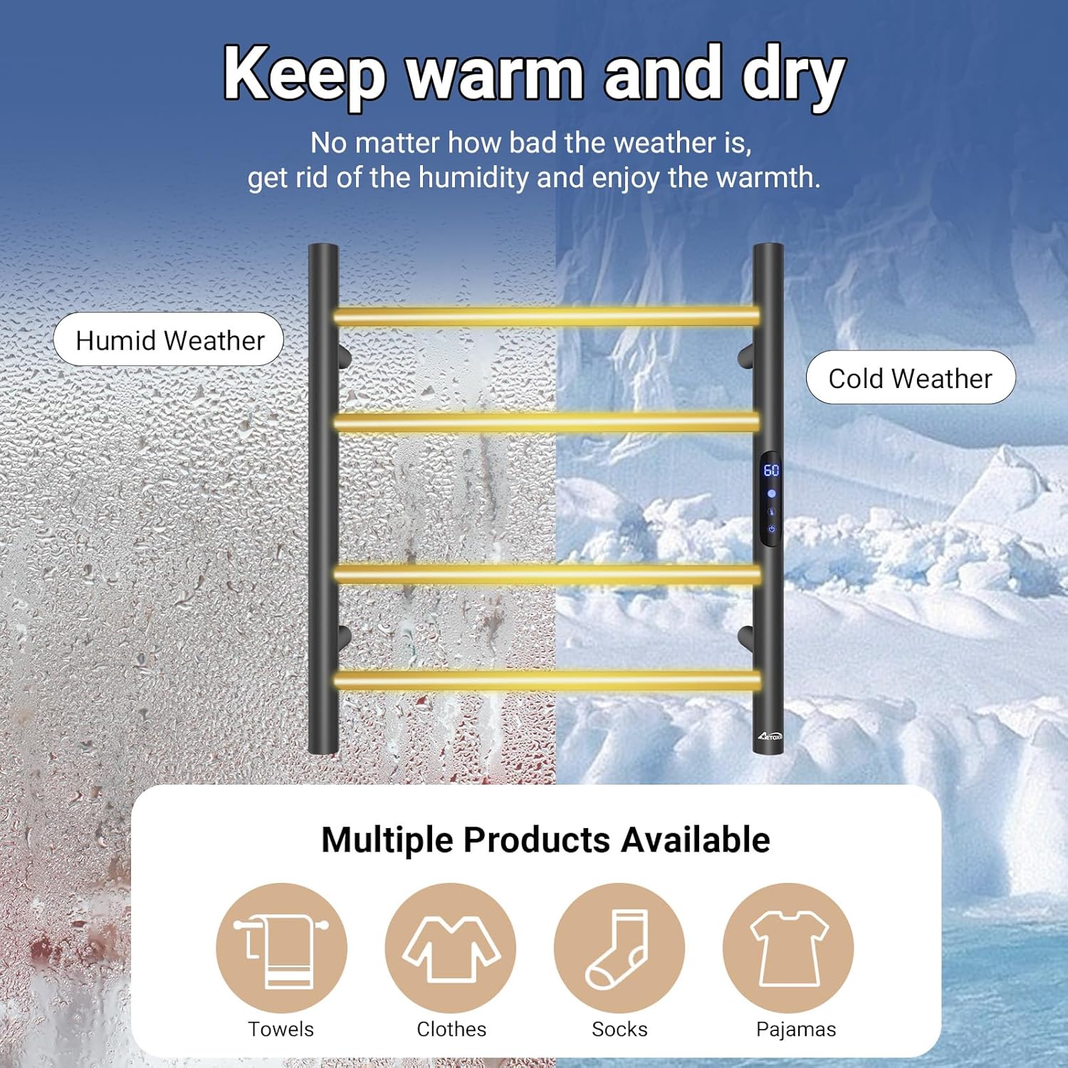 4-Bar Heated Towel Rack for Bathroom, Wall-Mounted Electric Towel Warmer Rack with Timer, Plug-in Stainless Steel Towel Dryer, Matte Black