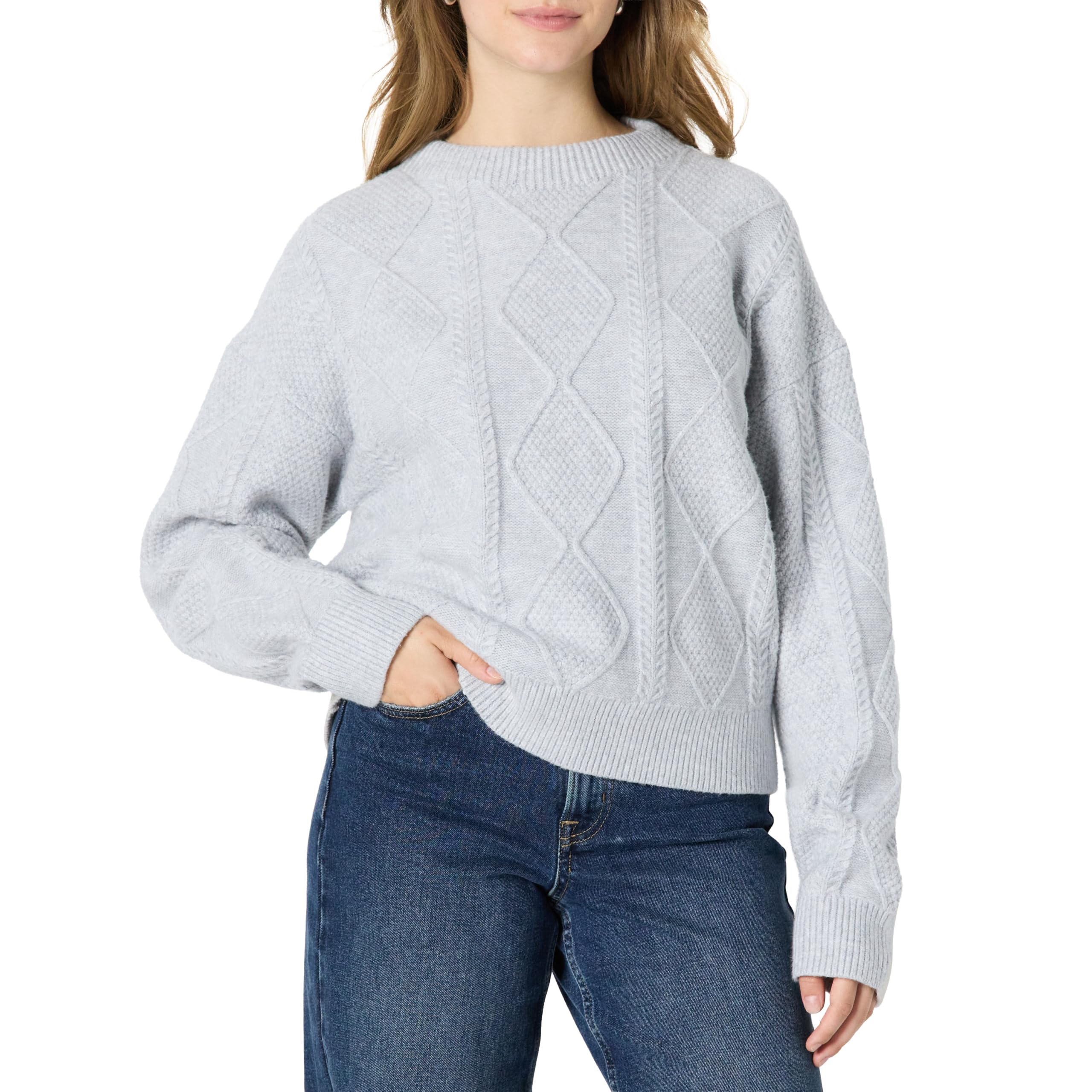 Amazon Essentials Demis Pick Womens Relaxed-Fit Cable Crewneck Sweater