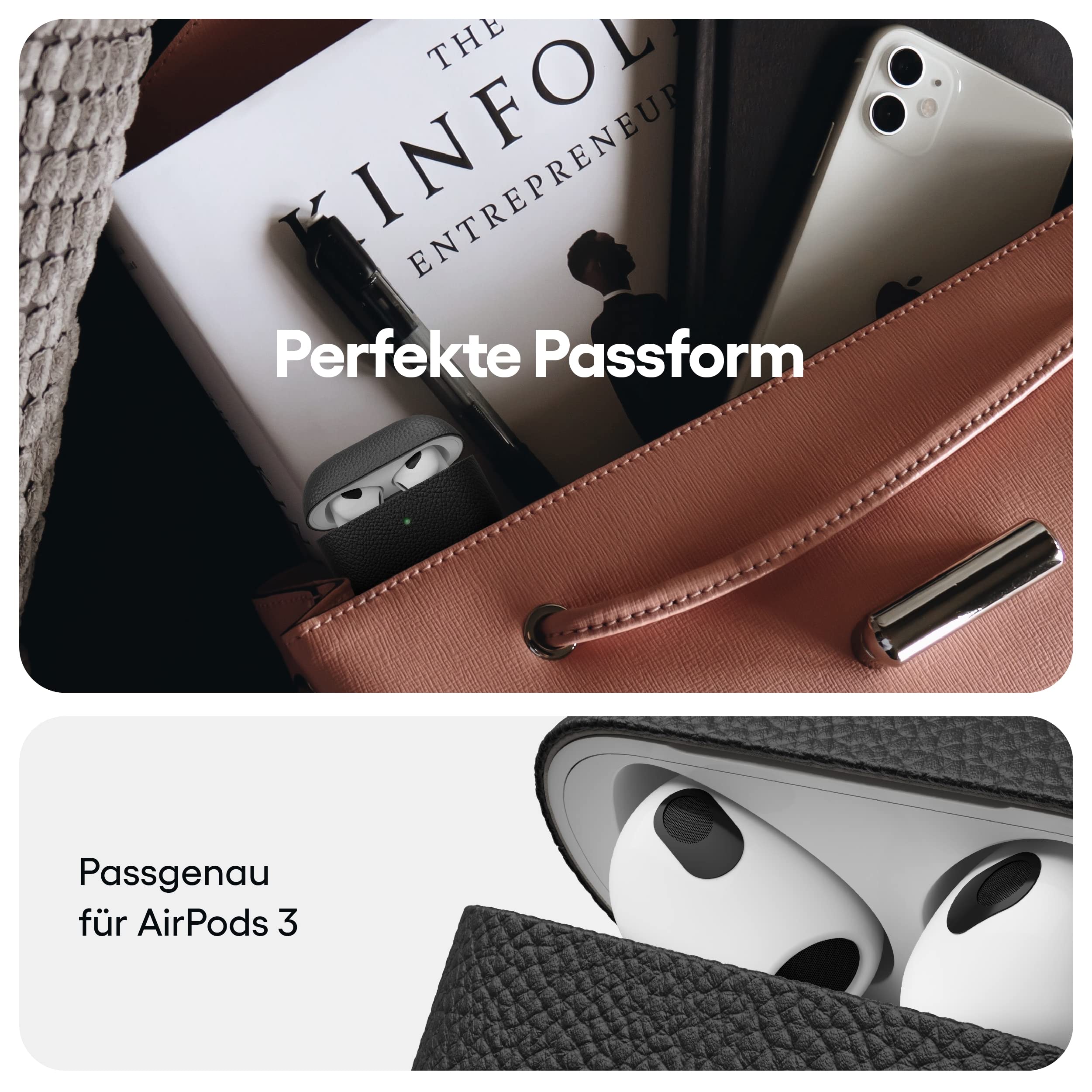 Accezz Echt Leren Case voor de Apple AirPods 1 / 2 - Zwart