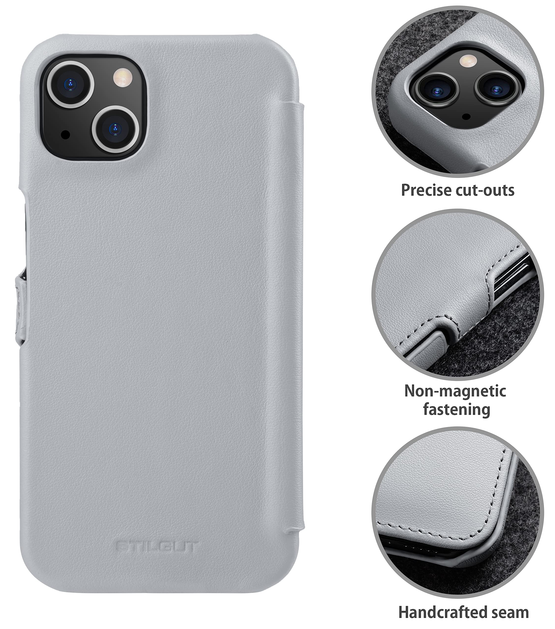 StilGut Book Case Compatible with iPhone 13 Mini (5.4 Inches) Leather Case with Clip Closure, Flip Case, Mobile Phone Case - Image 2