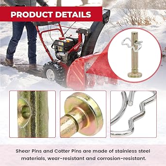 NIMTEK Shear Pins and Cotter Pins for Snowblowers, Replace 738-04124A Shear Pins and 714-04040 Cotter Pins for MTD Cub Cadet Troy Bilt 2- Stage 3-Stage Snow Throwers (Pack of 10)