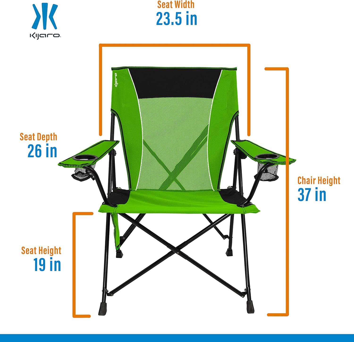 Kijaro Dual Lock Portable Camping Chairs - Enjoy the Outdoors with a Versatile Folding Chair, Sports Chair, Outdoor Chair & Lawn Chair - Dual Lock Feature Locks Position – Ireland Green - Image 3
