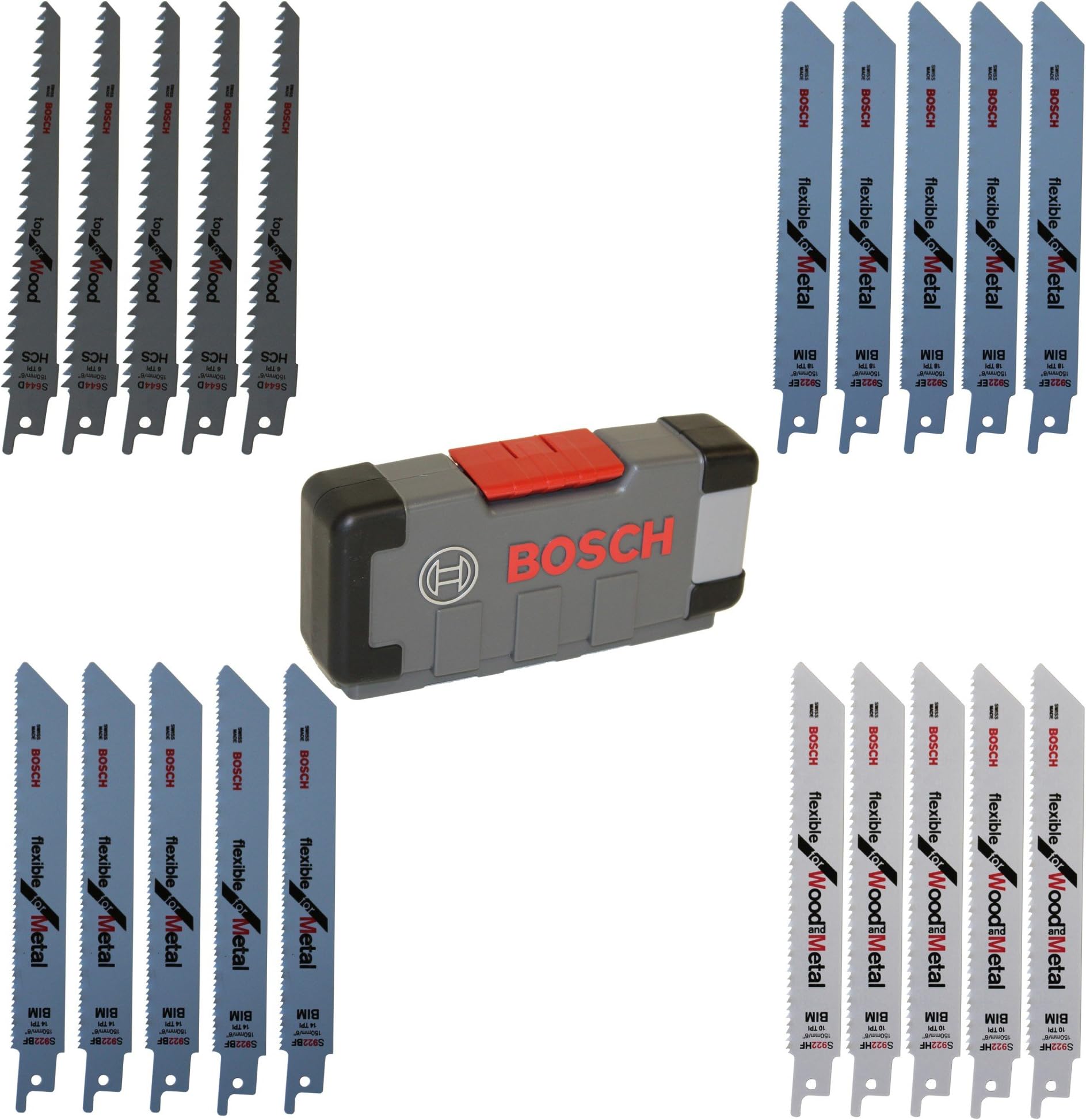 Bosch Professional 20-Piece Recip Saw Blades Tough Box for Wood and Metal Set (for Wood and Metal, Accessories for Recip Saws)
