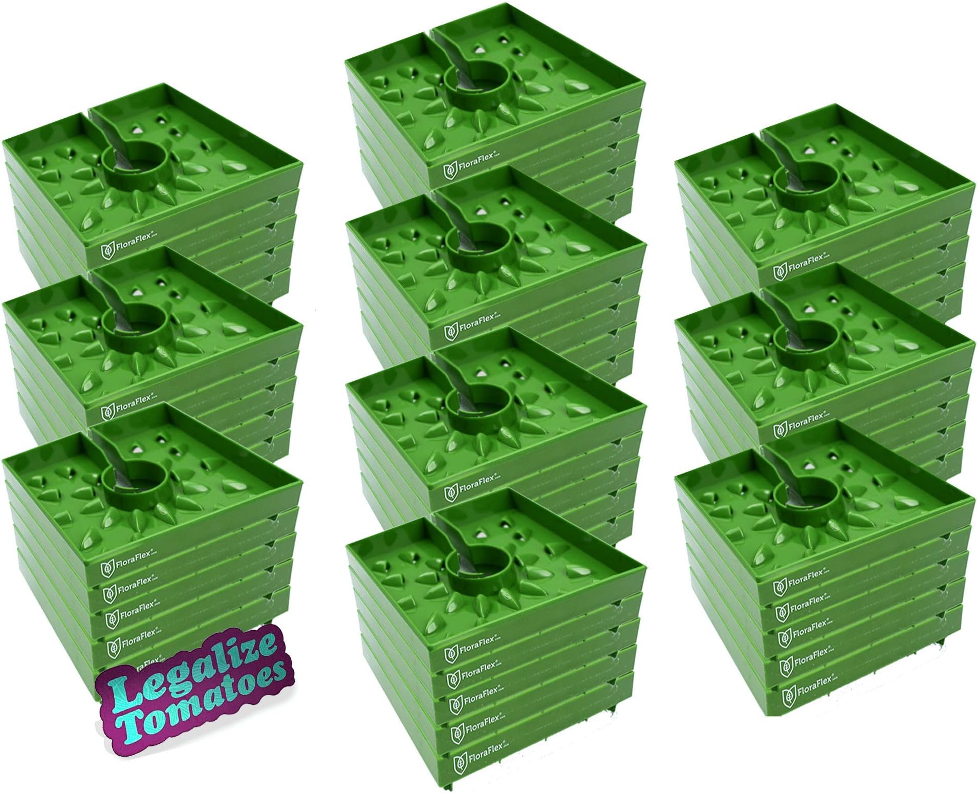 FloraFlex FF331 New Version 2.0 Top Feed 6 inch Dripper for Rockwool Cubes, (50-Pack), Green