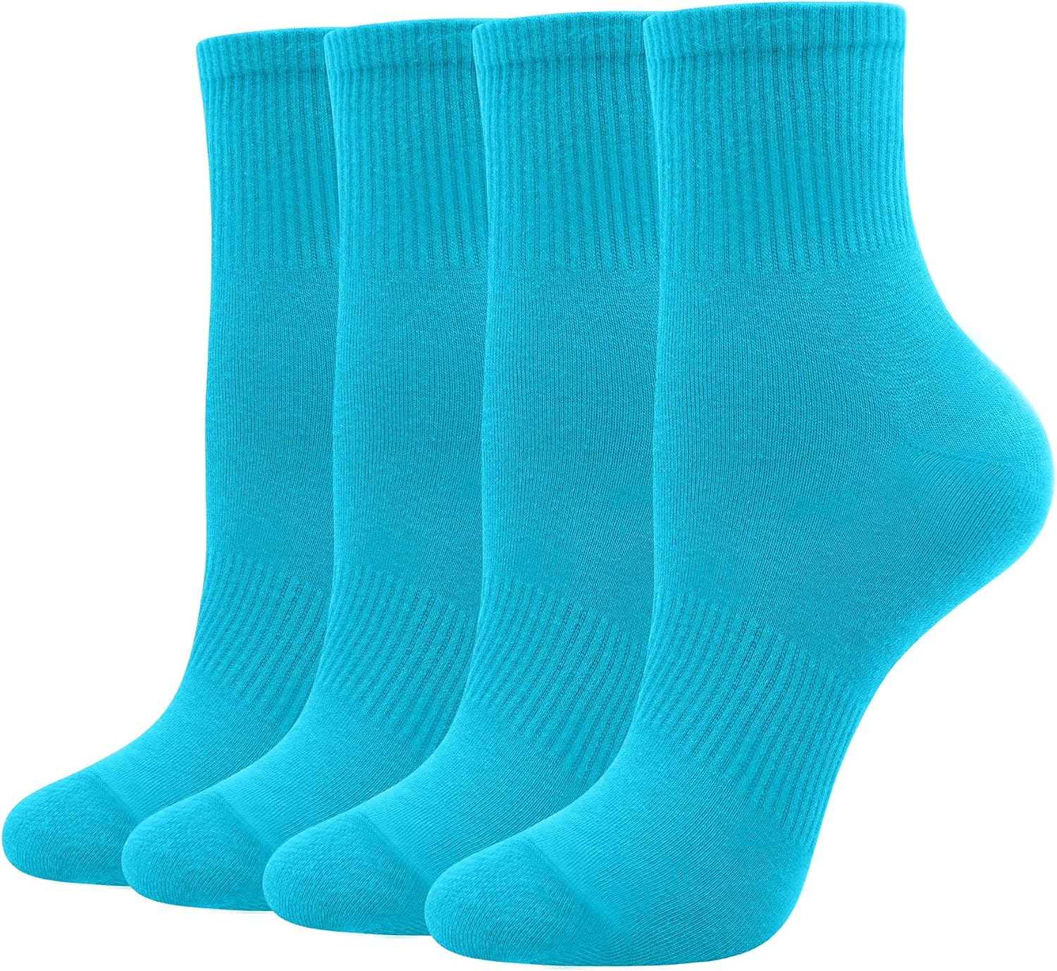 Azwelier Unisex Colorful Quarter Ankle Athletic Socks Breathable Cotton Blend Crew Style 4 Pairs Pack